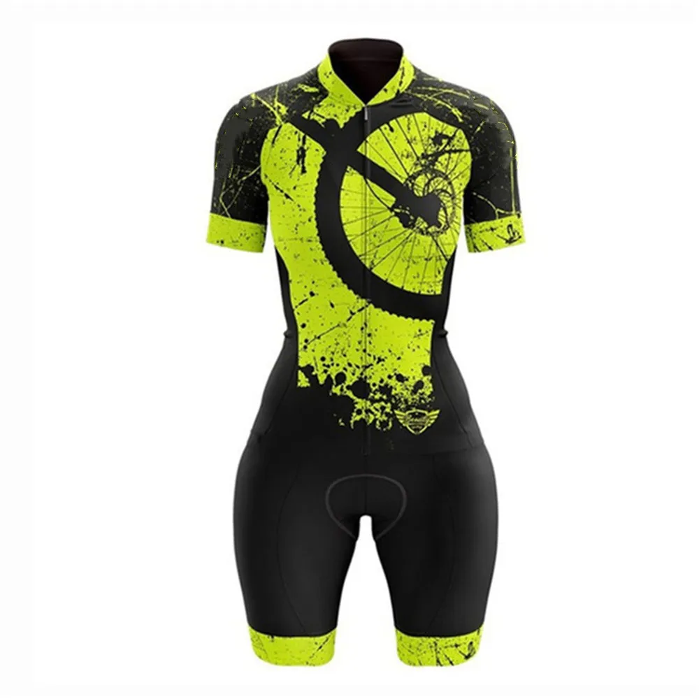 Short-sleeved cycling jumpsuit clothes set mountain bike outdoor sports bike professional triathlon macaquinho ciclismo feminino