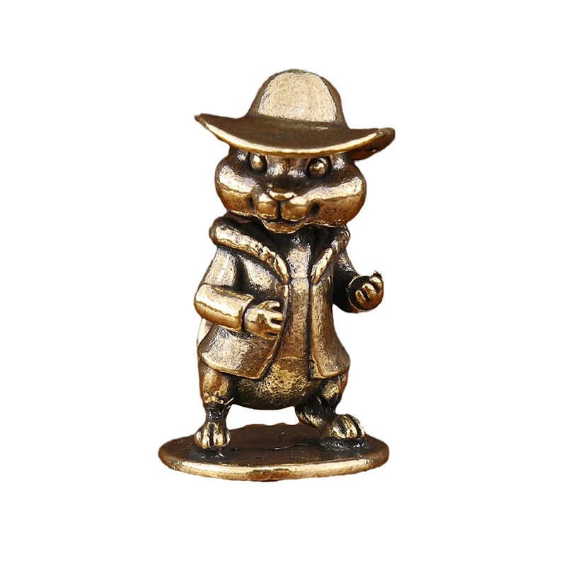 Statue d'écureuil Antique en cuivre massif, 1 pièce, Figurines en laiton, écureuils, noix, théière, porte-encens, décoration de bureau
