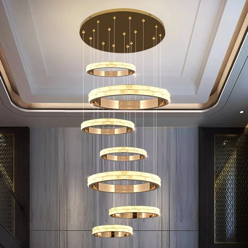 

Modern Home Decoration Crystal Chandelier Stair Pendant Lamp Living Room Pendant Lights Interior Lighting
