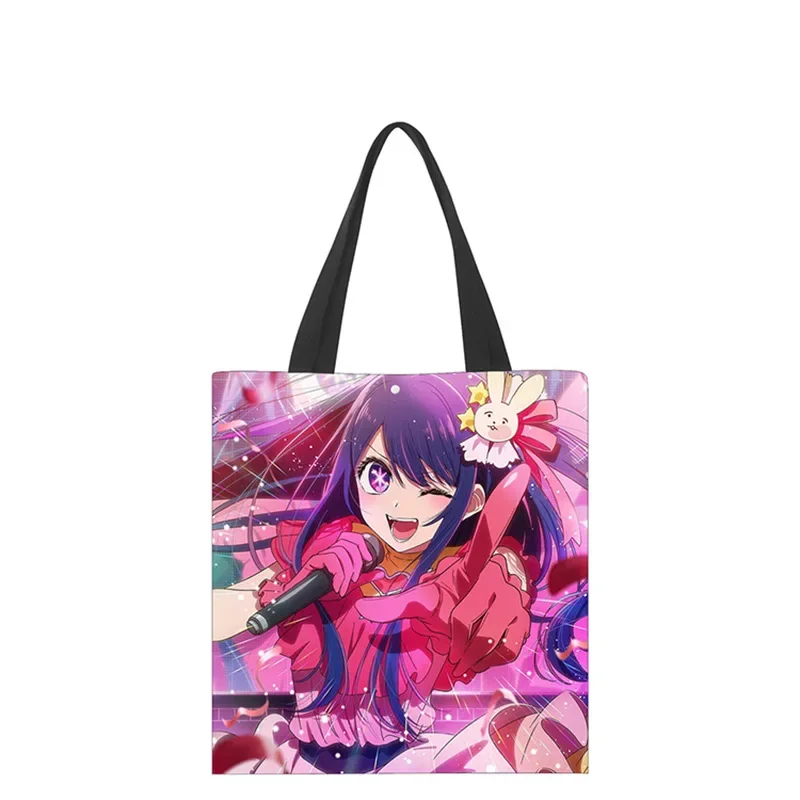 OSHI NO KO Hoshino Ai Canvas Shoulder Bag Anime Figure Akuamarin Rubii Kana Handbag Double-sided Pattern Outdoor Shopping Bag