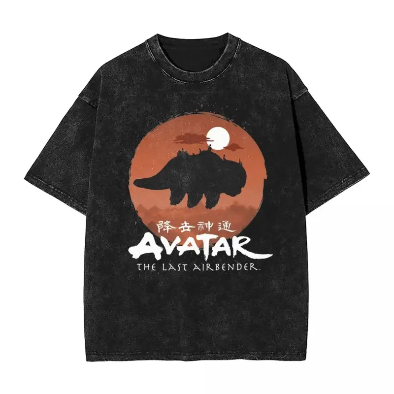 Washed T Shirt Avatar-The Last Airbender Halloween Team Hip Hop Vintage T-Shirts Harajuku Streetwear Cotton Tee Shirt Men Women