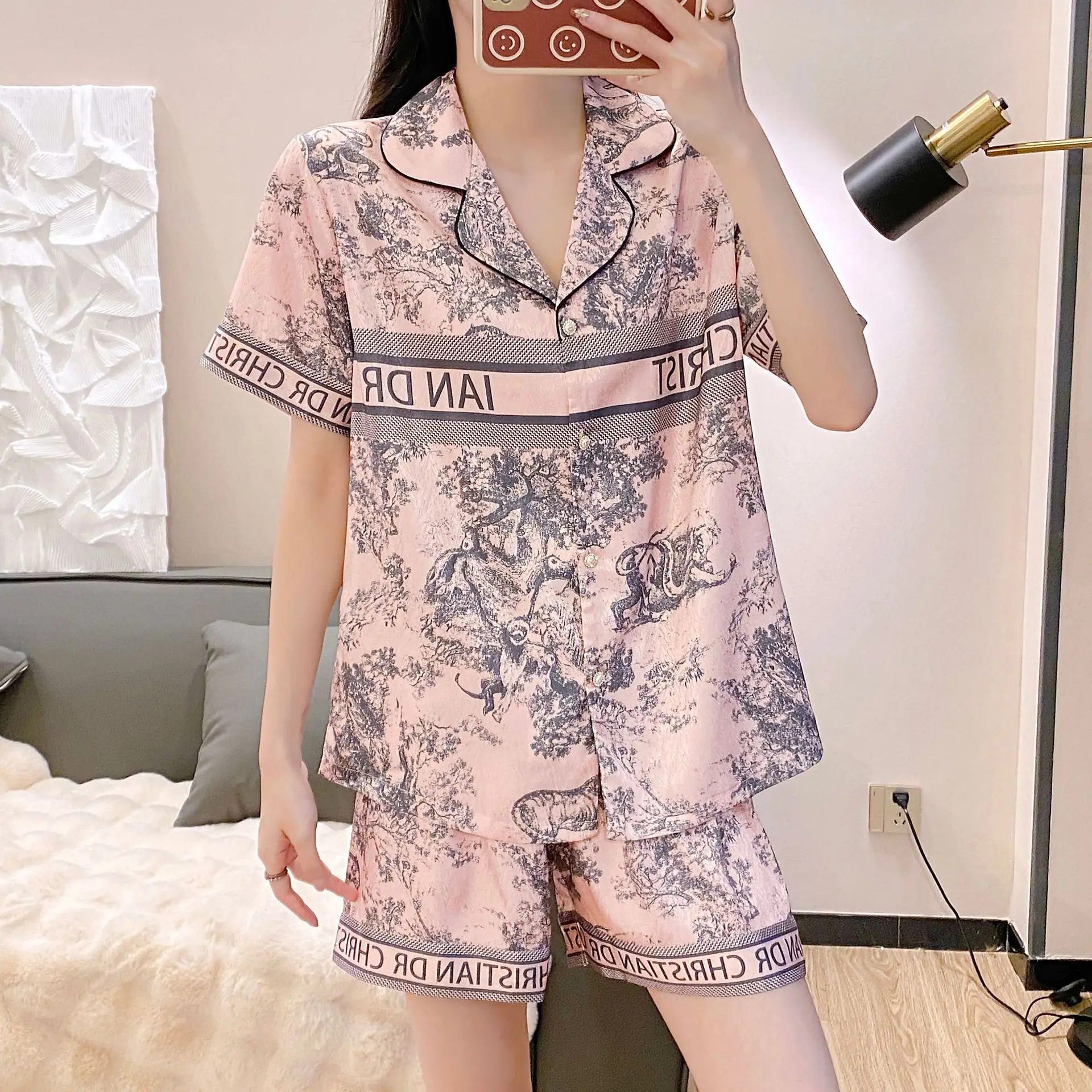 animal print satin pajama sets shorts 3 piece pants lady outfit lounge women pijama sleepwear pajama nightwear pyjama sleep