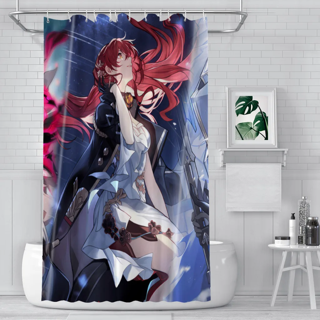 Welt Himeko Bronya Bathroom Shower Curtains Honkai Star Rail Waterproof Partition Curtain Designed Home Decor Accessories