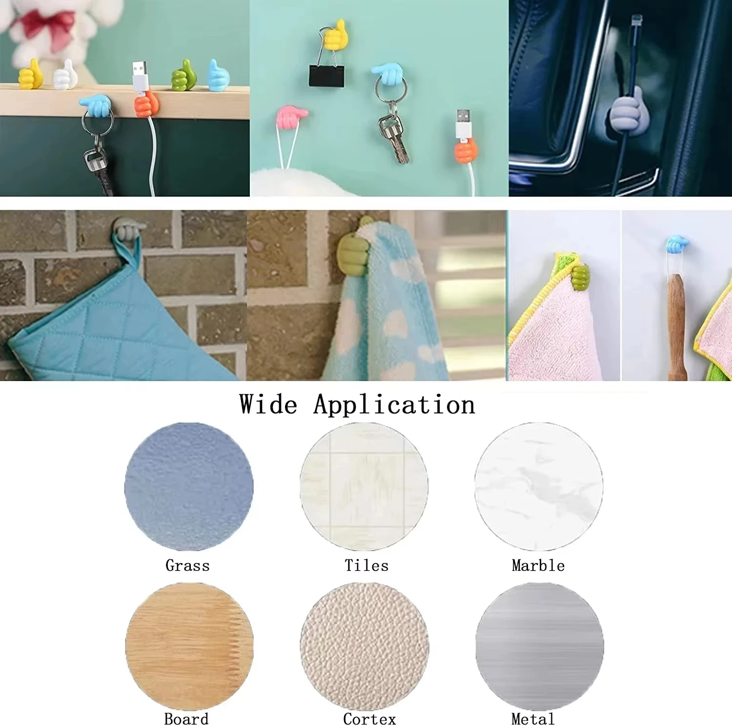 Cute Thumb Shape Self-Adhesive Hooks Data Cable Organizer Holder Desktop Wall Cable Management Clips Kawaii Pink Thumb-Up Shape