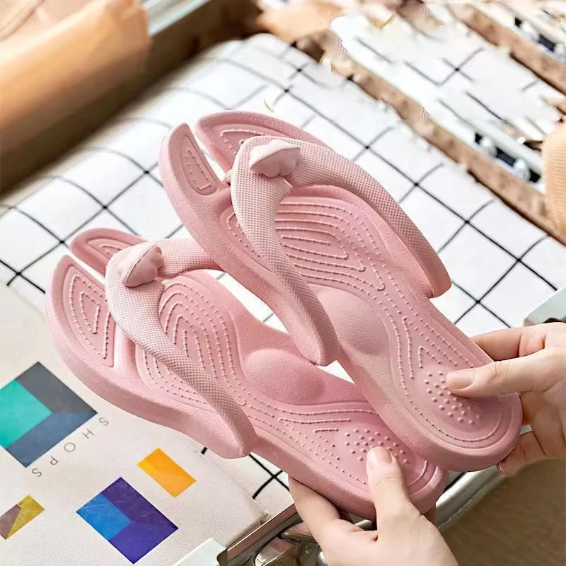 Summer Couple Portable Flip-Flops Travel Home Lightweight Sandals Slippers Outdoor Women Solid Color Comfortable Beach Shoes