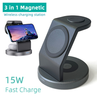 2025 Magnetic Wireless Charger 3-in-1 Desktop Phone Holder 15W Fast Charge Station for iPhone 12-16 Apple Watch AirPods 3-4