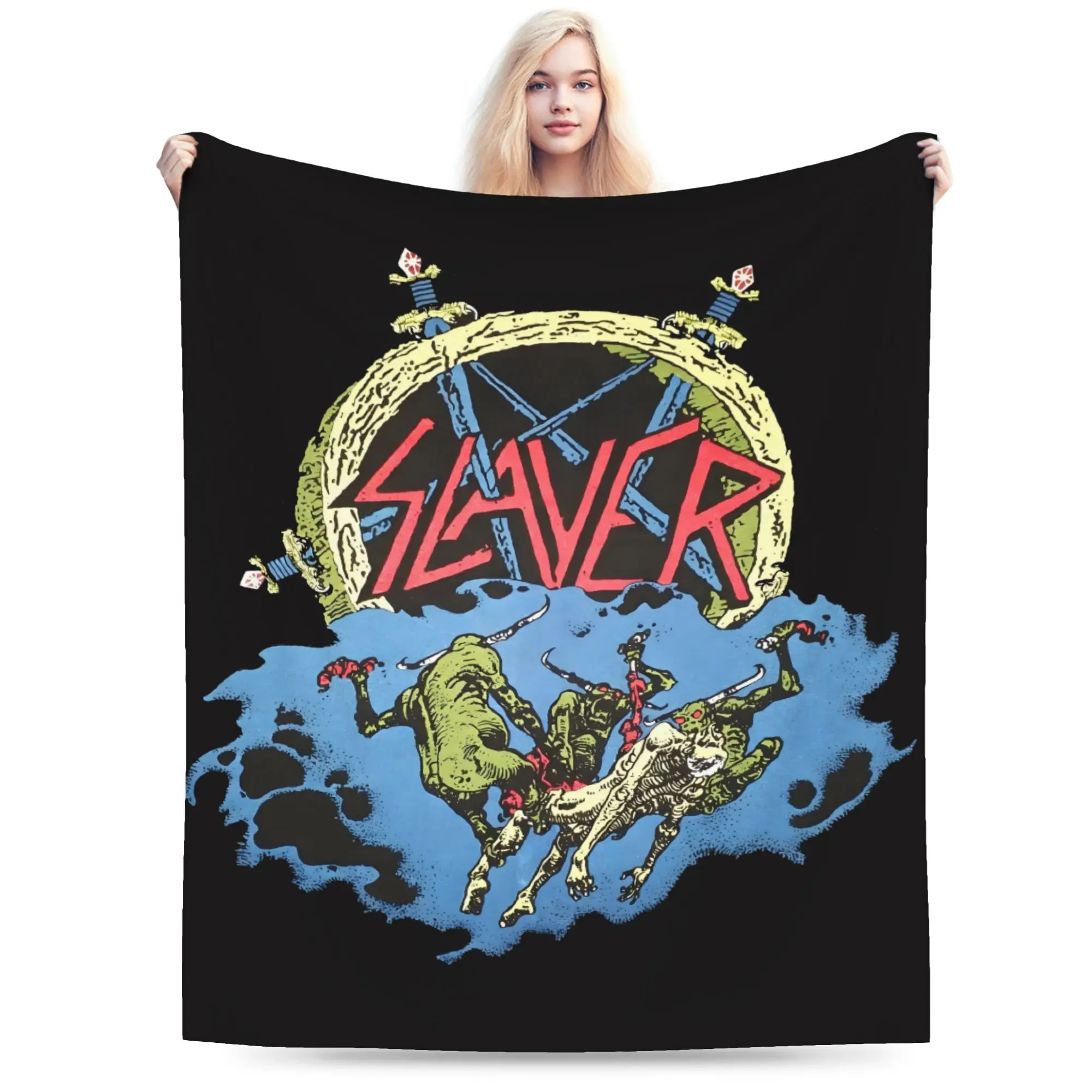 Custom 3D Print Retro S-Slayers Blankets Comfortable Soft Flannel Sprint Thrash Metal Throw Blanket for Sofa Office Bedding
