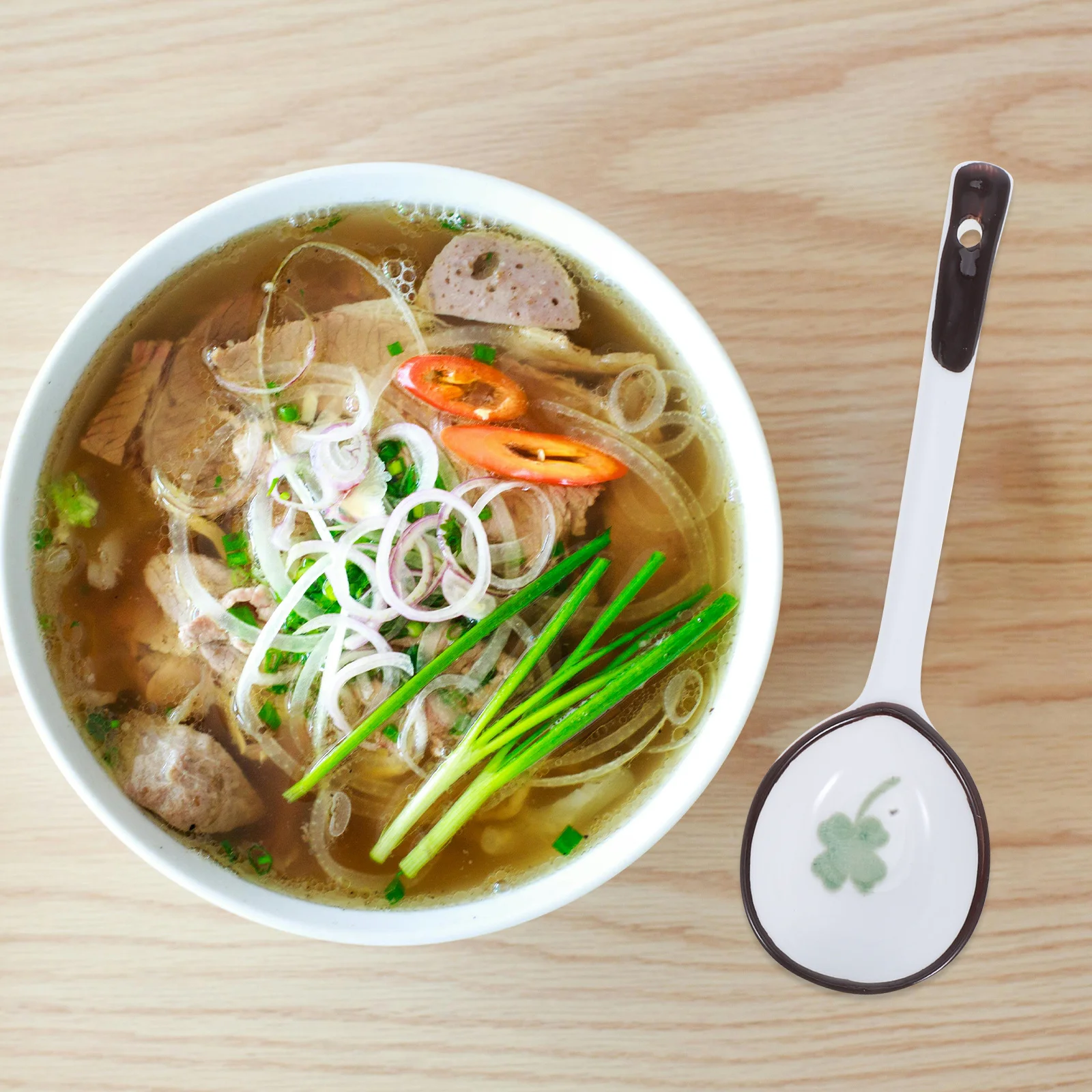 

4Pcs Kids Hand Painted Soup Spoons Long Handle Ceramic Porridge Spoon Reusable Bulk Dinnerware Set Food Spoon