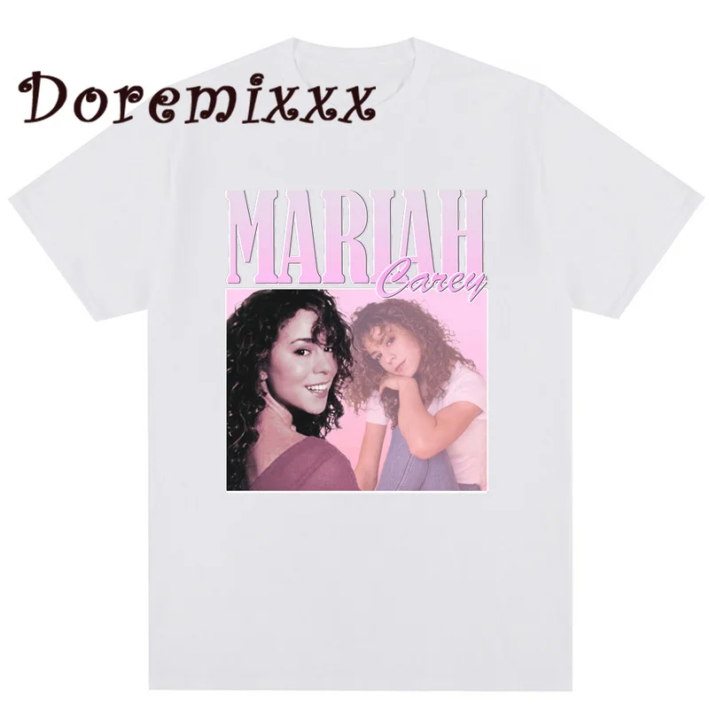 Retro T-shirt Hip Hop Singer Mariah Carey T Shirt Vintage Singer Graphic Tshirt Oversized Cotton Short Sleeve Tshirts Streetwear