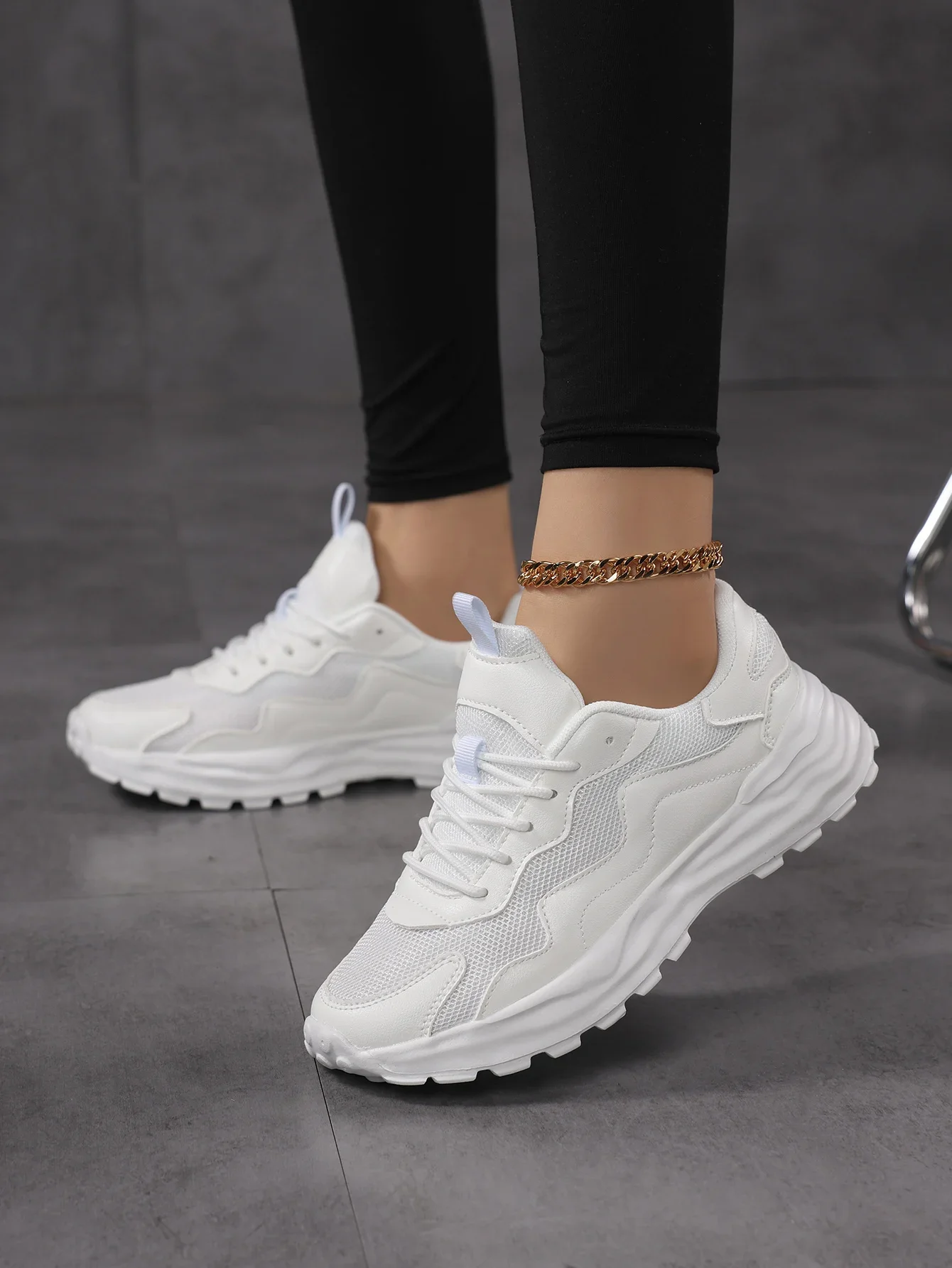 

Pop Sneakers Casual Vulcanized Shoes Women High Platform Sneakers Lace Up White Sneakers Women