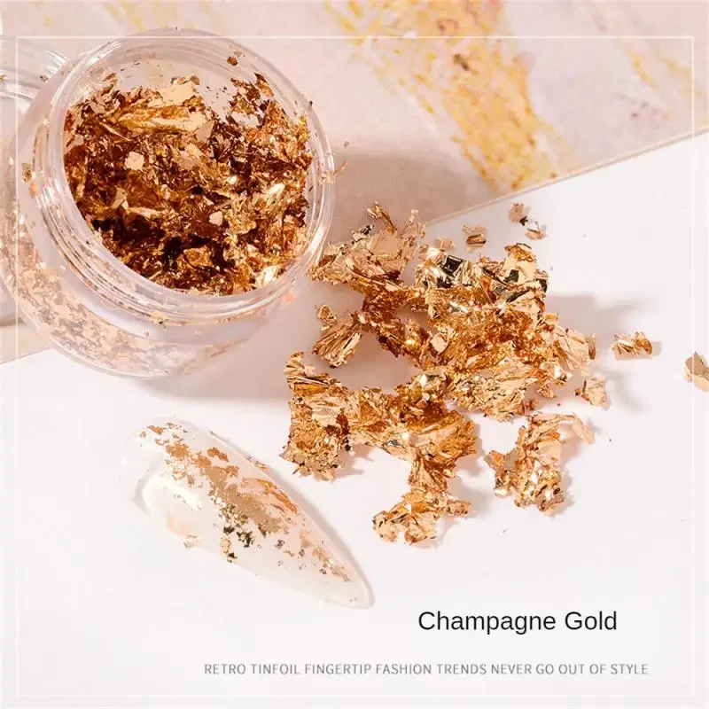 Nail Art Accessories Gold Silver Copper Foil Sequins Glitter Leaf Flake Sheet Bulk Foil Paper For Gilding Manicure Decoration