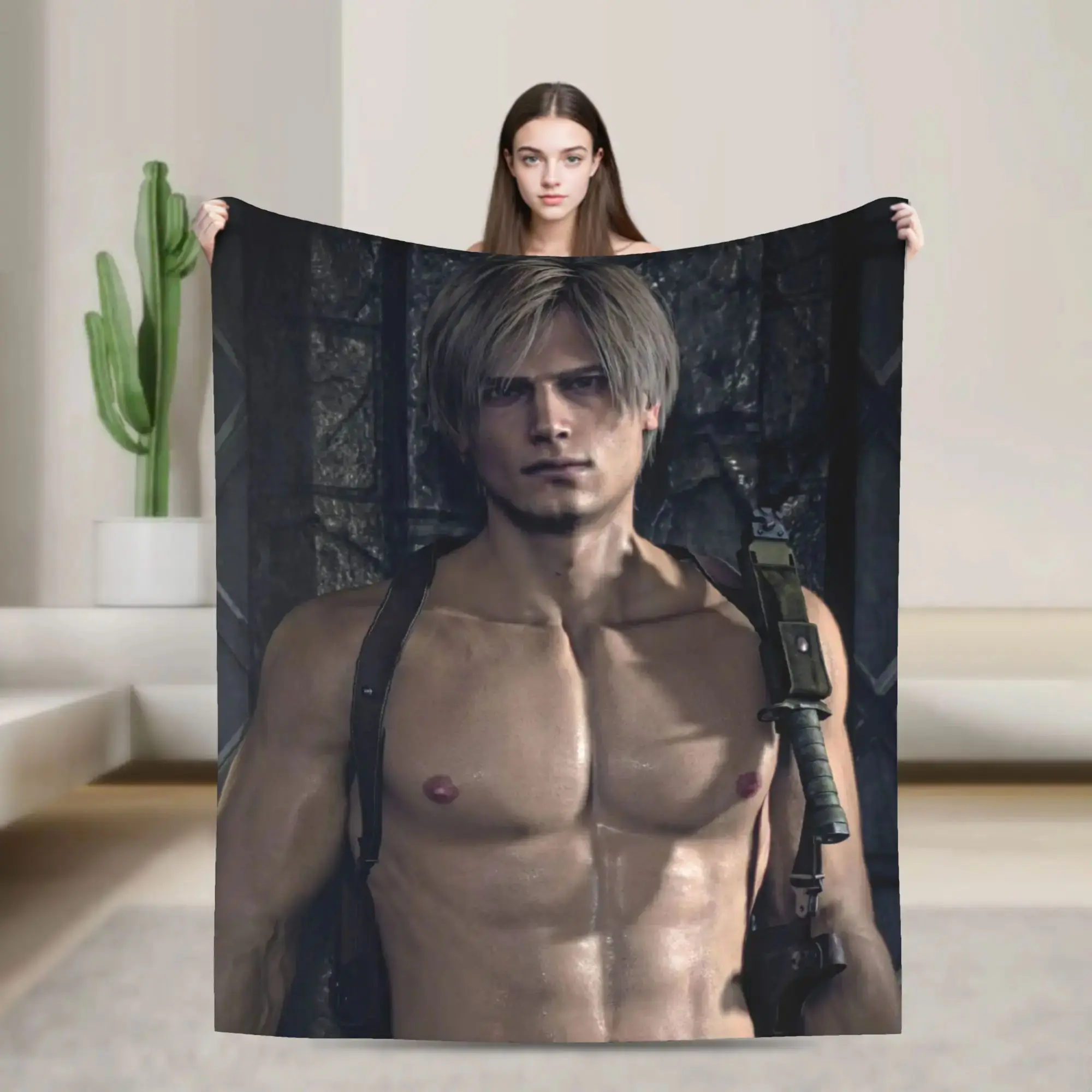 Leon Kennedy - Evil Blanket for Residents - High-quality, Soft and Warm Fleece Blanket - Children's Bedroom Spring Mattress
