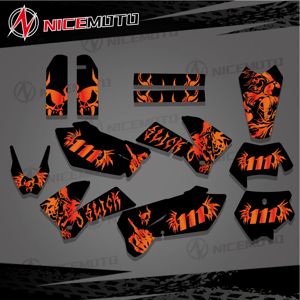 

NICEMOT For KTM 125 200 250 300 400 450 525 540 EXC 2005 2006 2007 Full Graphics Decals Stickers Kit Custom Number Name Stickers