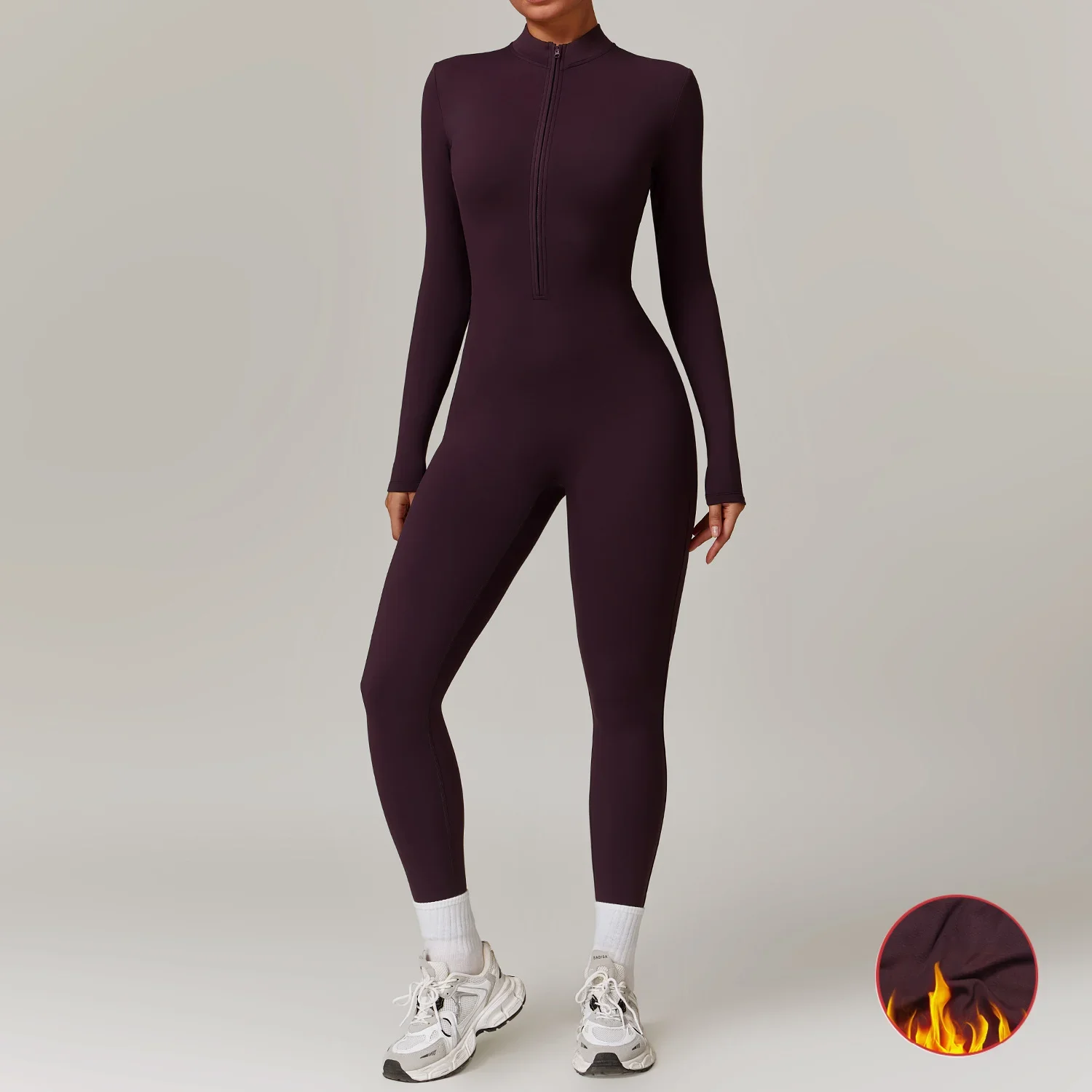 Bodycon Slim Jumpsuit Women Zipper Casual Yoga Fitness Rompers Autumn Winter Fleece Warm Sporty Playsuit Fashion Streetwear