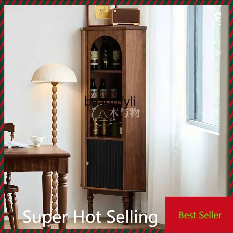 

M71 French retro solid wood corner cabinet, storage cabinet, living room, American triangular dining side cabinet