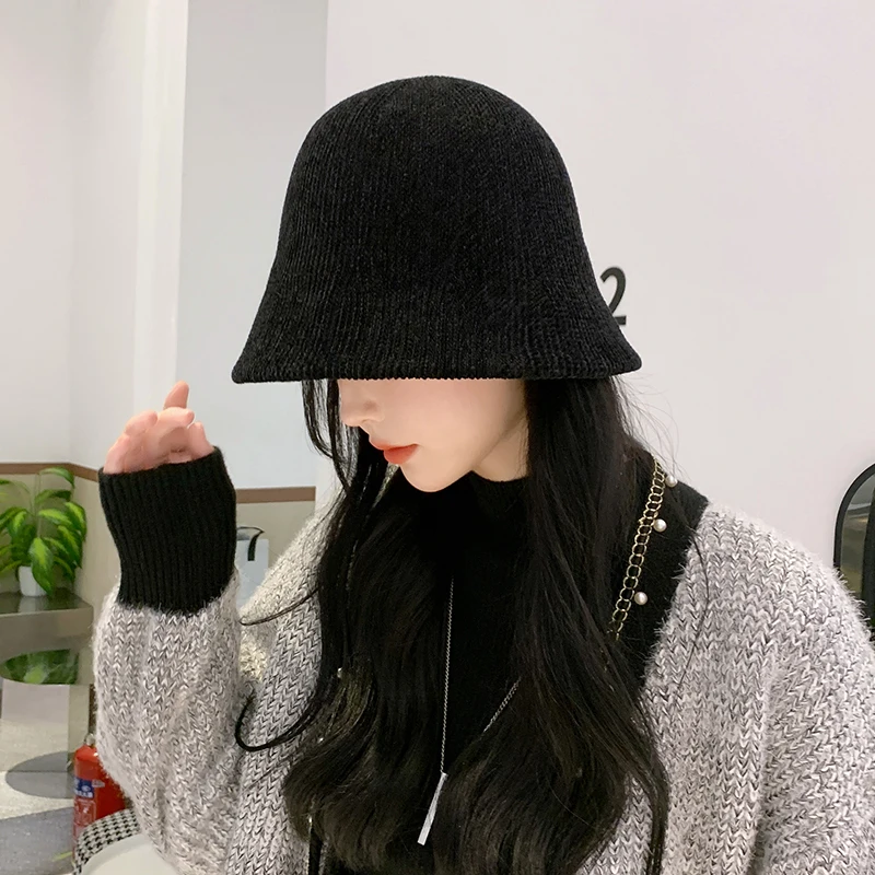 Thick Chenille Bucket Hat 2023 Fashion winter hats for women Simple Versatile fisherman hat Casual Warm Basin caps for ladies