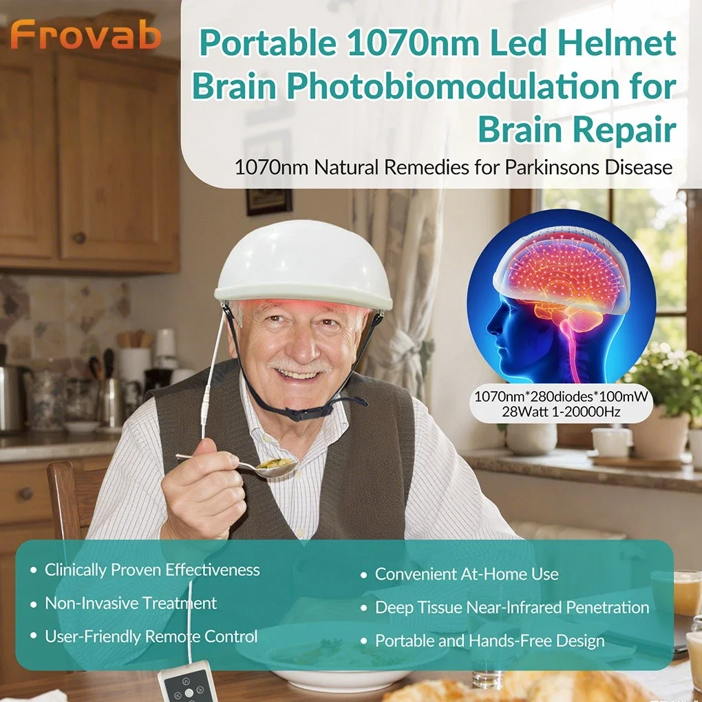 

Неинвазивный инфракрасный светотерапевтический шлем Frovab 1070 нм с 448 диодами, устройство PBM для ухода при деменции, болезни Альцгеймера, инсульте, травмах головного мозга
