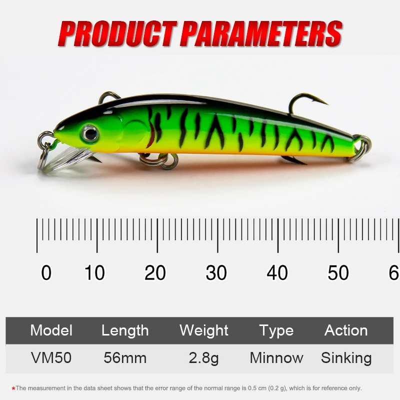 Banshee 56mm 2.8g Hot Model Fishing Lures Hard Bait 6Color For Choose Minnow Wobblers Quality Professional Mini Minnow Sinking