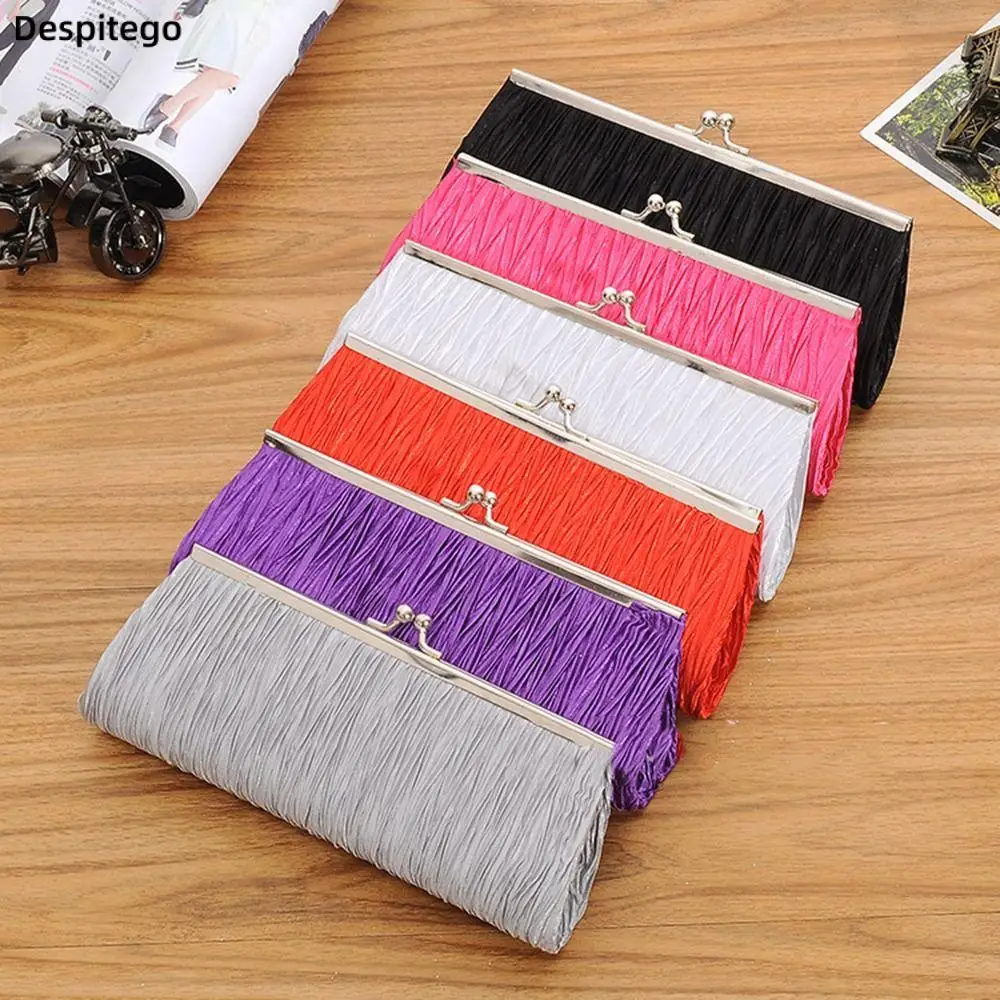 Women Multicolor Pleated Clutch Purse Evening Party Wedding Banquet Handbag Shoulder Bag Wallet Dinner Bag