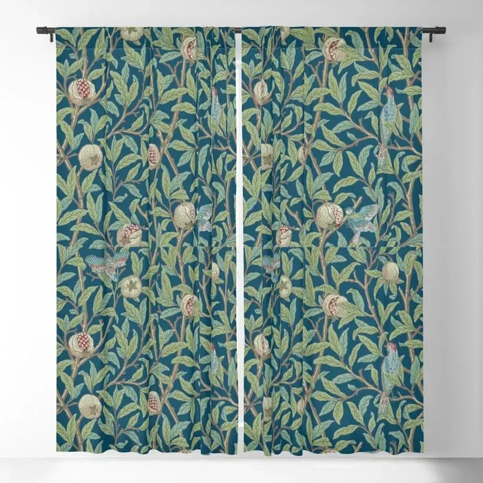 Birds And Pomegranates - William Morris Blackout Curtains Print Window Curtains For Bedroom Living Room Decor Window Treatments