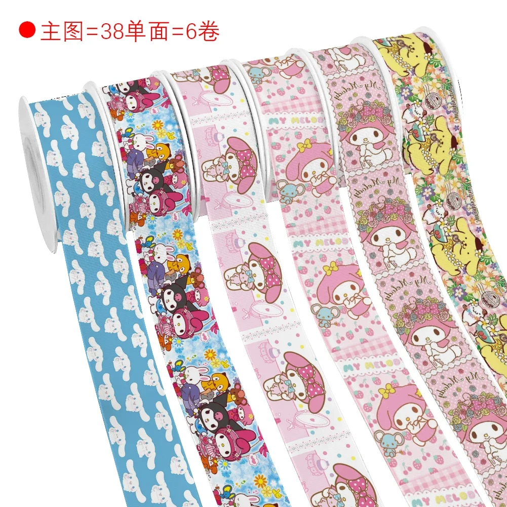 Sanrio Series Satin Ribbon Cartoon Hello Kitty My Melody Printed Grosgrain Ribbon For DIY Wedding Craft Supplies 10 Yards