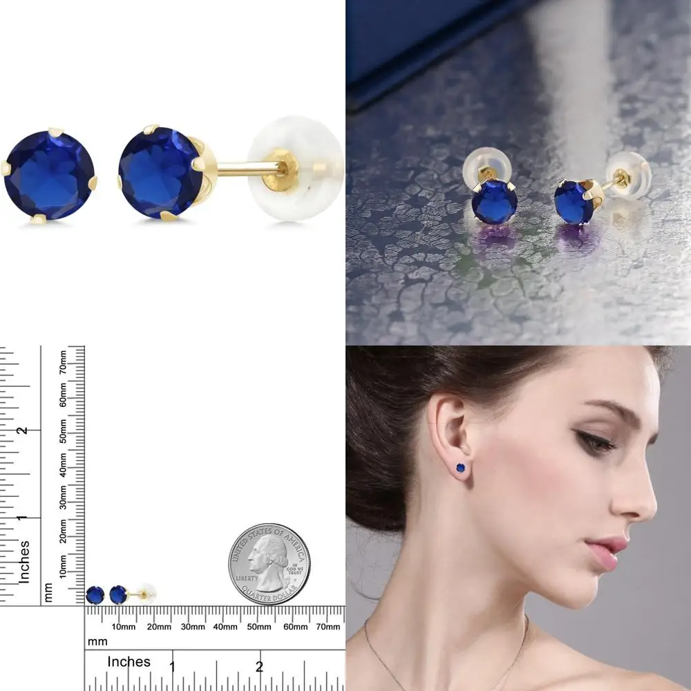 

Gem Stone King 10K Yellow Gold Gemstone Birthstone Stud Earrings | Round 5MM | Gold Earrings For Women Men