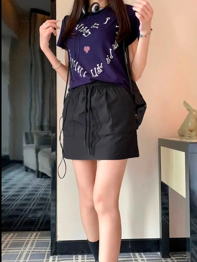 Women's 2026 Spring Summer New High Waist Slimming A-Line Mini Skirt Petite Loose Casual Sporty Korean Chic Streetwear Hot Girl