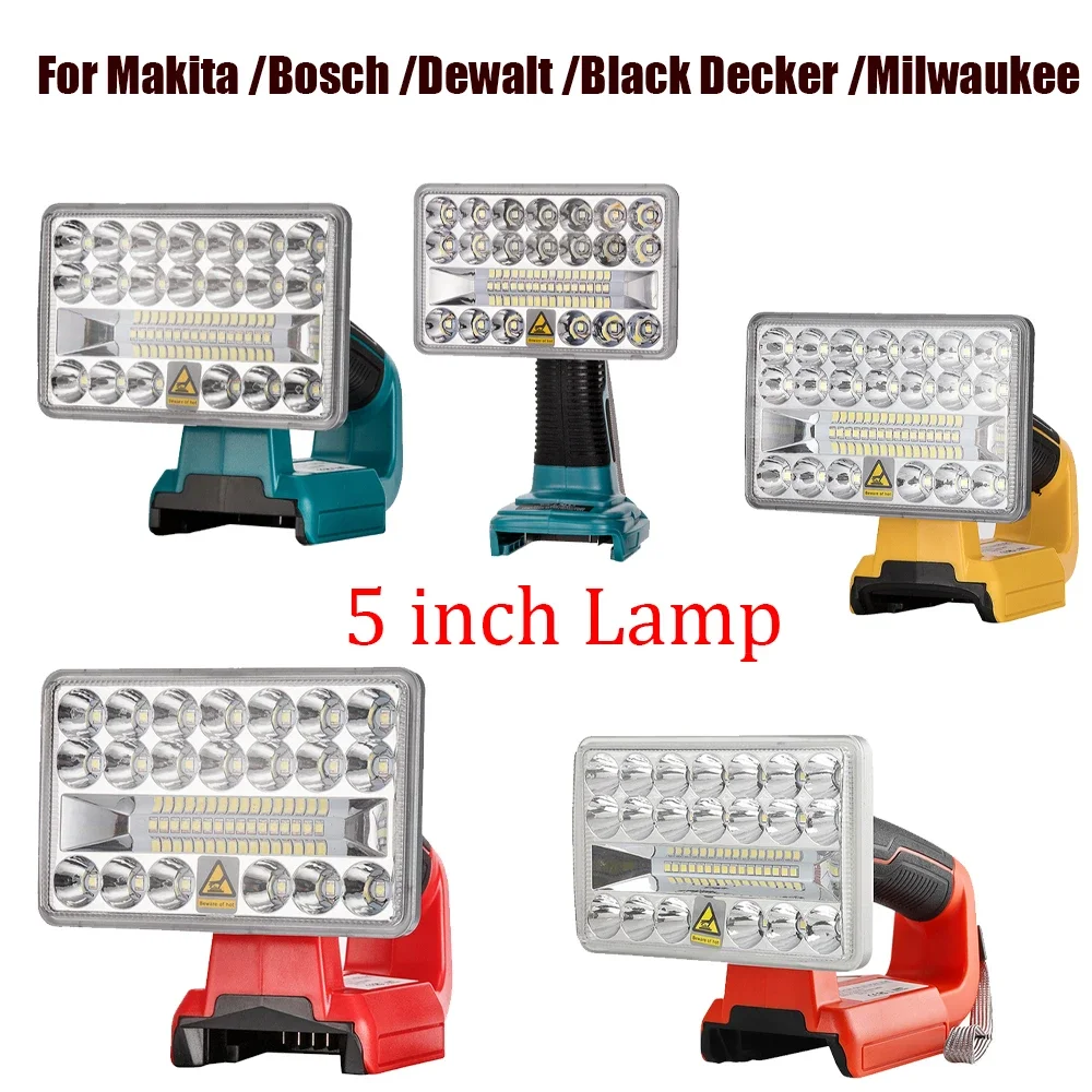 5 Inch 30W Desktop Light Suitable For Makita Bosch Dewalt Black Decker  Milwaukee 14.4V-20V Lithium Battery Tool Portable Lamp