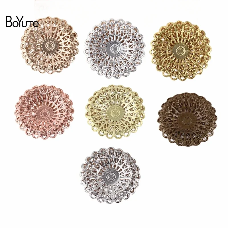 

BoYuTe (50 Pieces/Lot) 35MM Metal Brass Filigree Flower Materials DIY Handmade Jewelry Accessories Wholesale