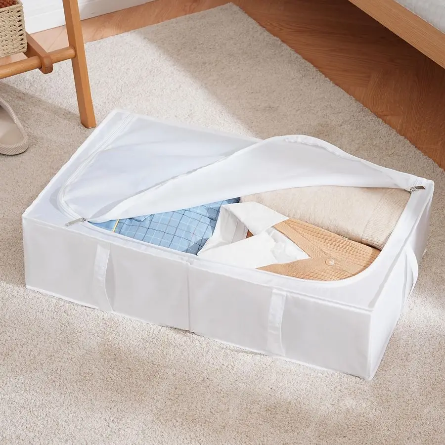 Under Bed Storage Containers, Durable Fabric, Washable, Collapsible, Under Bed Storage Bins for Clothes, Blankets, Sheets, Shoes