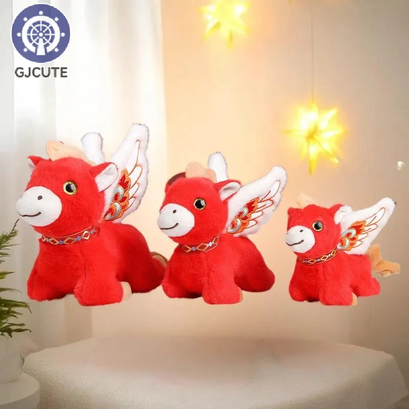 1 szt. Świąteczny Prezent Miękki Latający Koń Ozdoba Uroczy Mini Koń Zawieszka Brelok Noworoczny Maskotka Czerwony Kucyk Pluszowa Zabawka Dekoracja Samochodu Domu