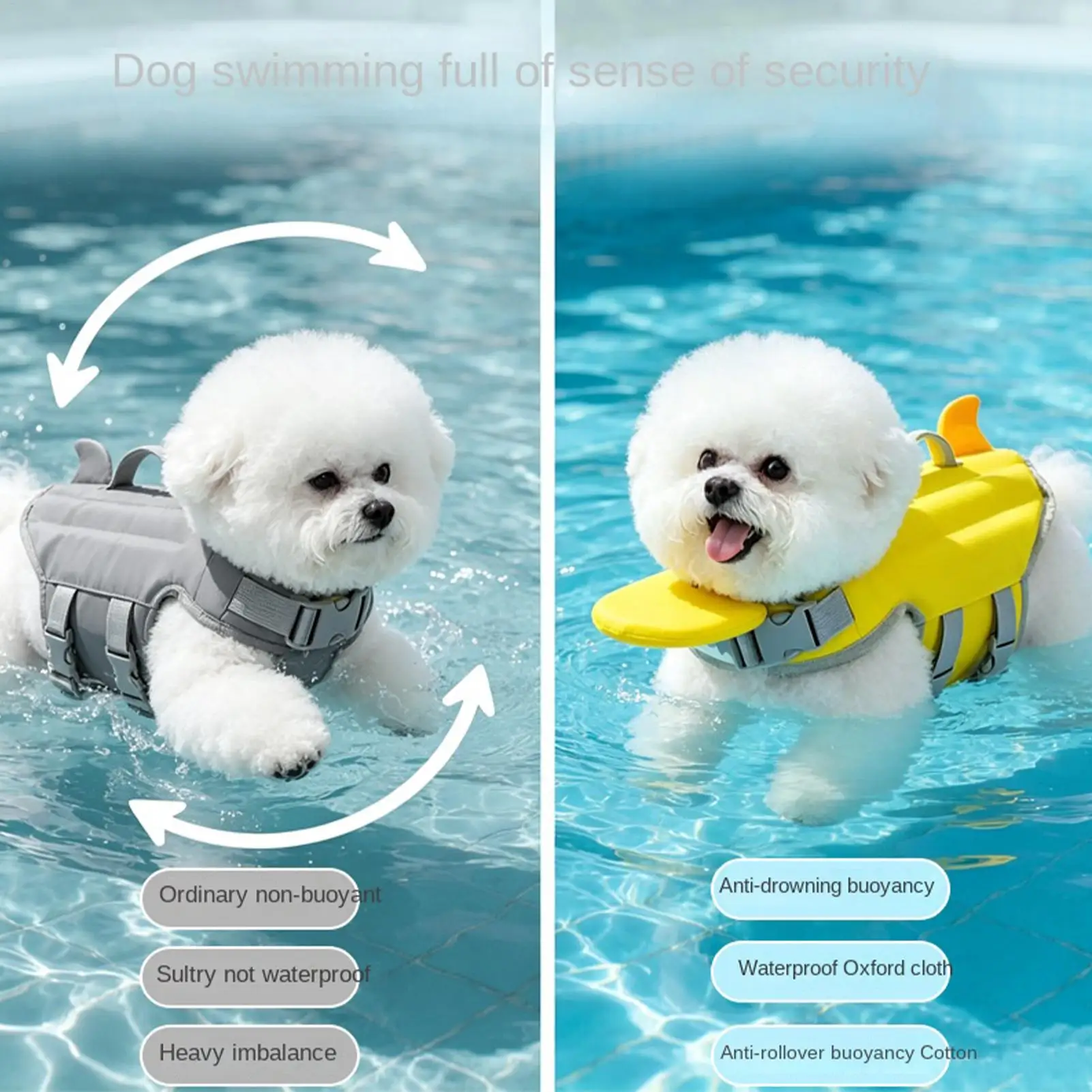 Hunde-Schwimmweste Reflektierend Verstellbare Haustier-Schwimmweste mit Verbessertem Auftrieb Sicherheits-Schwimmbekleidung mit Rettungsgriff für Hunde – Detail 12