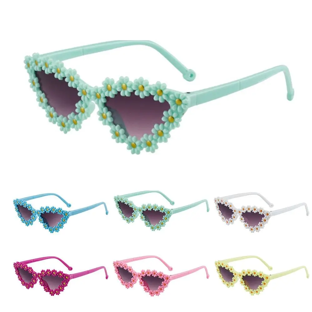 Cat Eye Frame Children Flowers Sunglasses Sun Protection Vintage Kids Daisy Sunglasses 3-18 Years Disco Festival Party Glasses