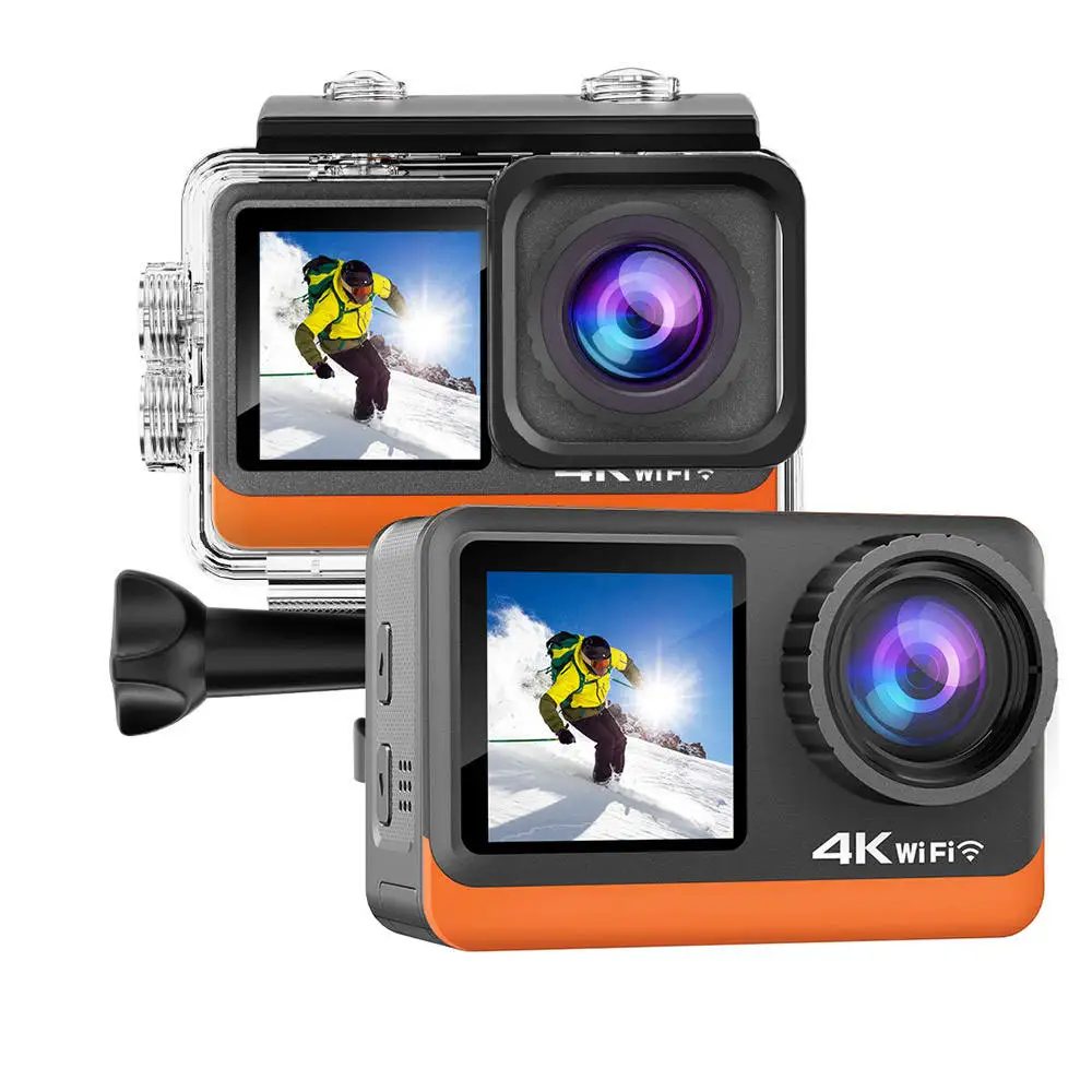 

Ultra HD 4K Wifi Action Camera with Dual IPS Screen Waterproof Underwater 30m Mini Digital Vlog Camera for Sports YouTube