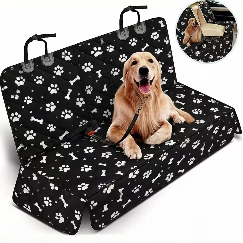 Paw Print Modern Soft Dog Car Seat Cover Bench Style Quilted Waterproof Anti Scratch Pet Backseat Washable