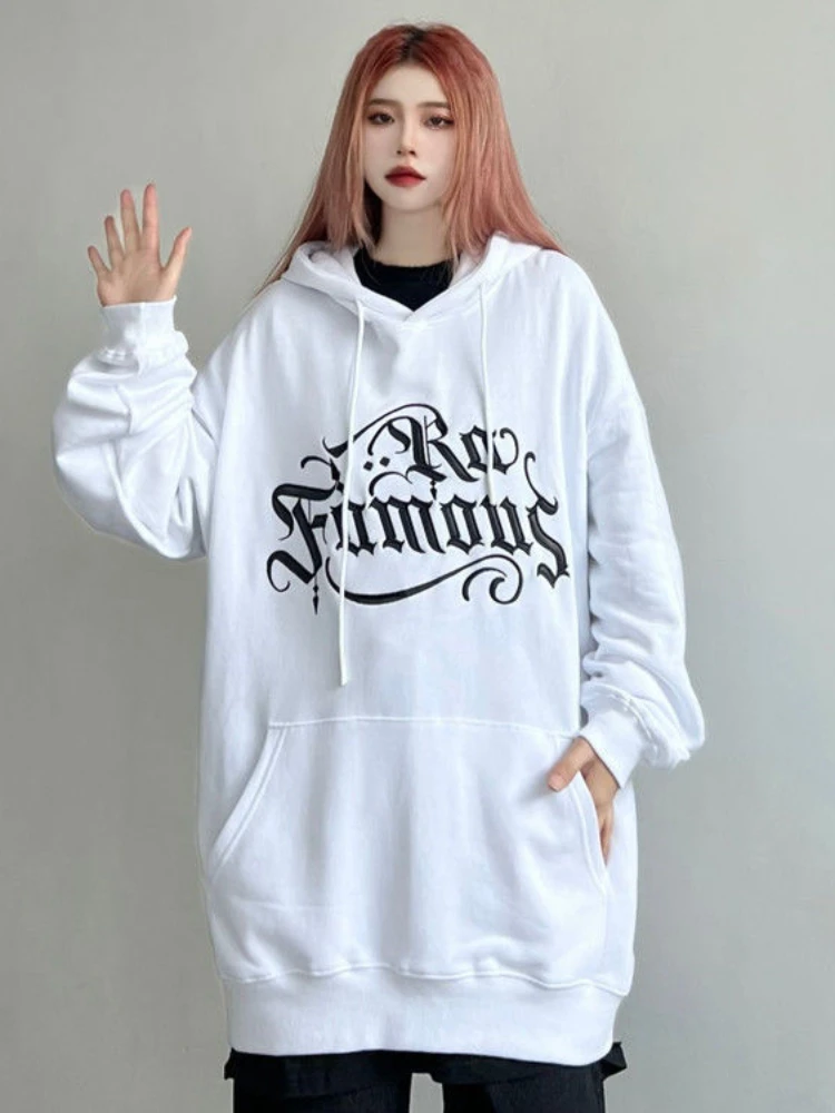 Hooded Graphic Top Woman Clothing Text Hoodies Letter Printing Brown Women's Sweatshirt Dropshiping Korean Streetwear Y2k M