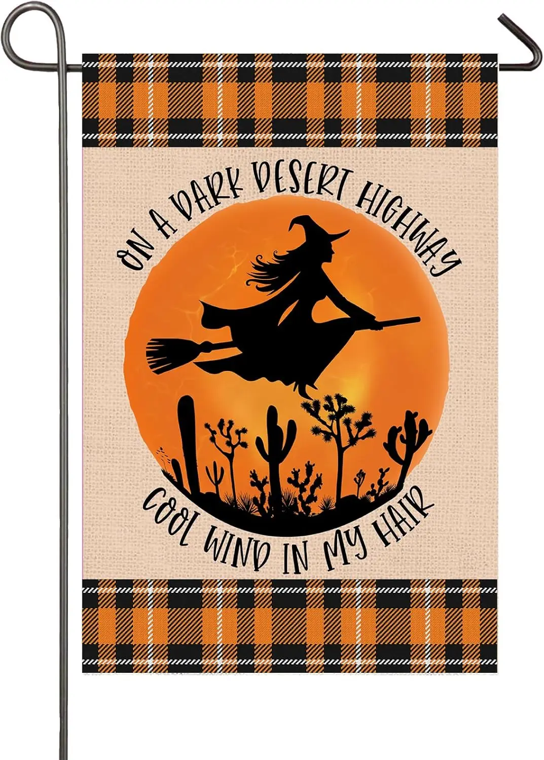 Halloween Garden Flag Outdoor Fall Decor 12x18 Inch Double Sided Burlap Witch Moon Decorative Banners Halloween Decorations  zzo