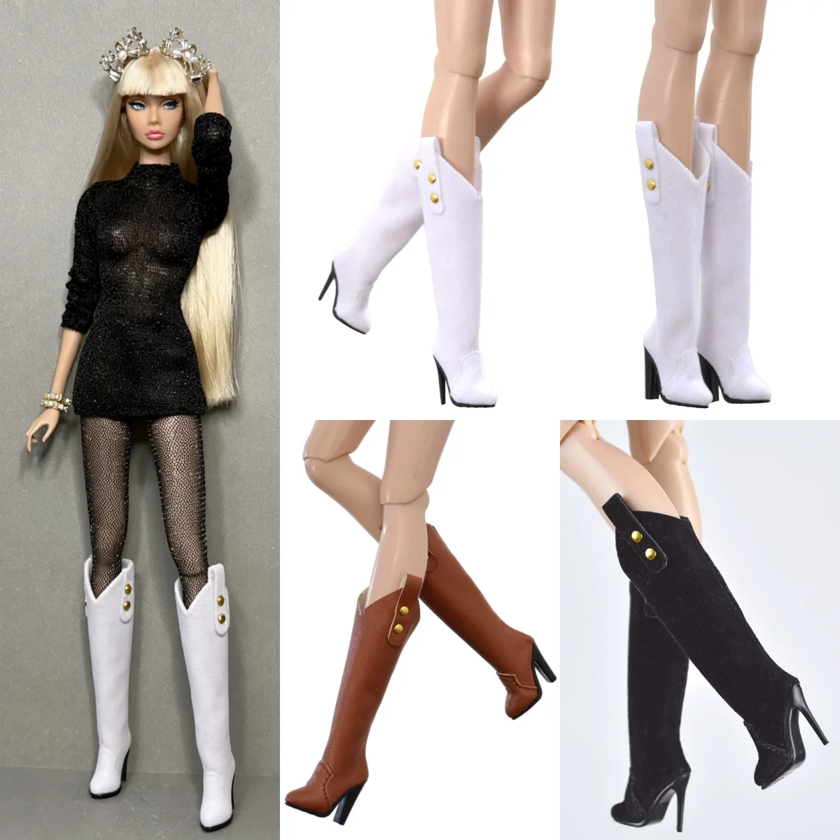 

Обувь для кукол 1/6: Классические модные замшевые полусапоги на высоком каблуке для кукол-супермоделей FR NU.FACE Babi Xianxian