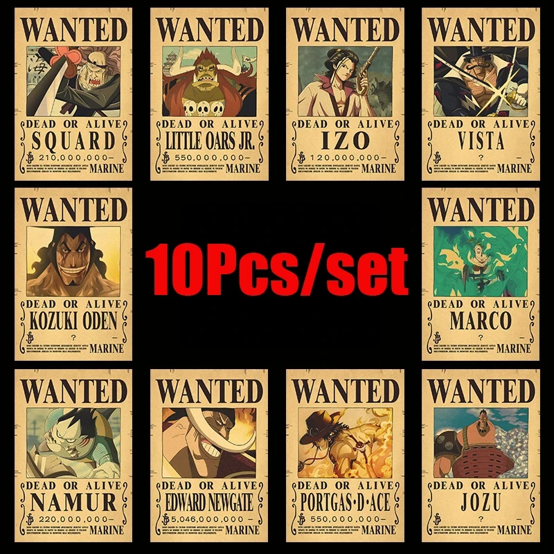 Anime One Piece Wanted Posters Set Cartoons Luffy Zoro Shanks New