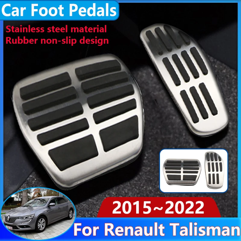 For Renault Talisman Accessories Samsung SM6 2015~2022 Brake Non-slip No Drilling Restfoot Pads Stainless Steel Car Foot Pedals