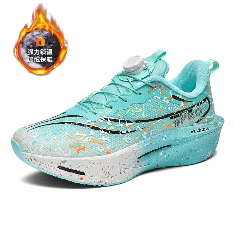 Parte superior de cuero impermeable, zapatos deportivos con forro polar para hombres, zapatos para correr ligeros con suela suave que absorben los golpes para invierno, studen