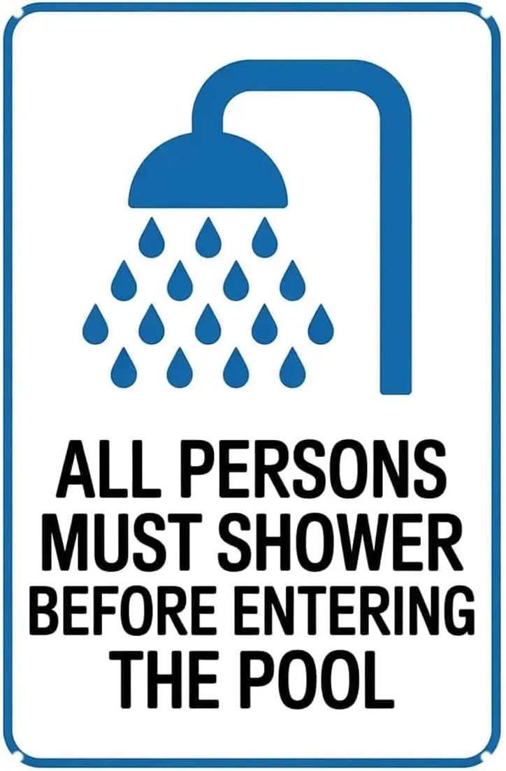 Pool Rules Shower Sign Tin Sign All Persons Must Shower Before Entering The Pool Vintage Metal Signs Wall Decor for Kitchen Bar