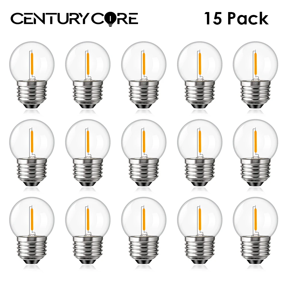 Vintage E27 Led Bulb 220V 1 Watt G40 E26 110V Warm White Clear Glass Garden Replaceable Chandelier String Light Bulbs Decoration