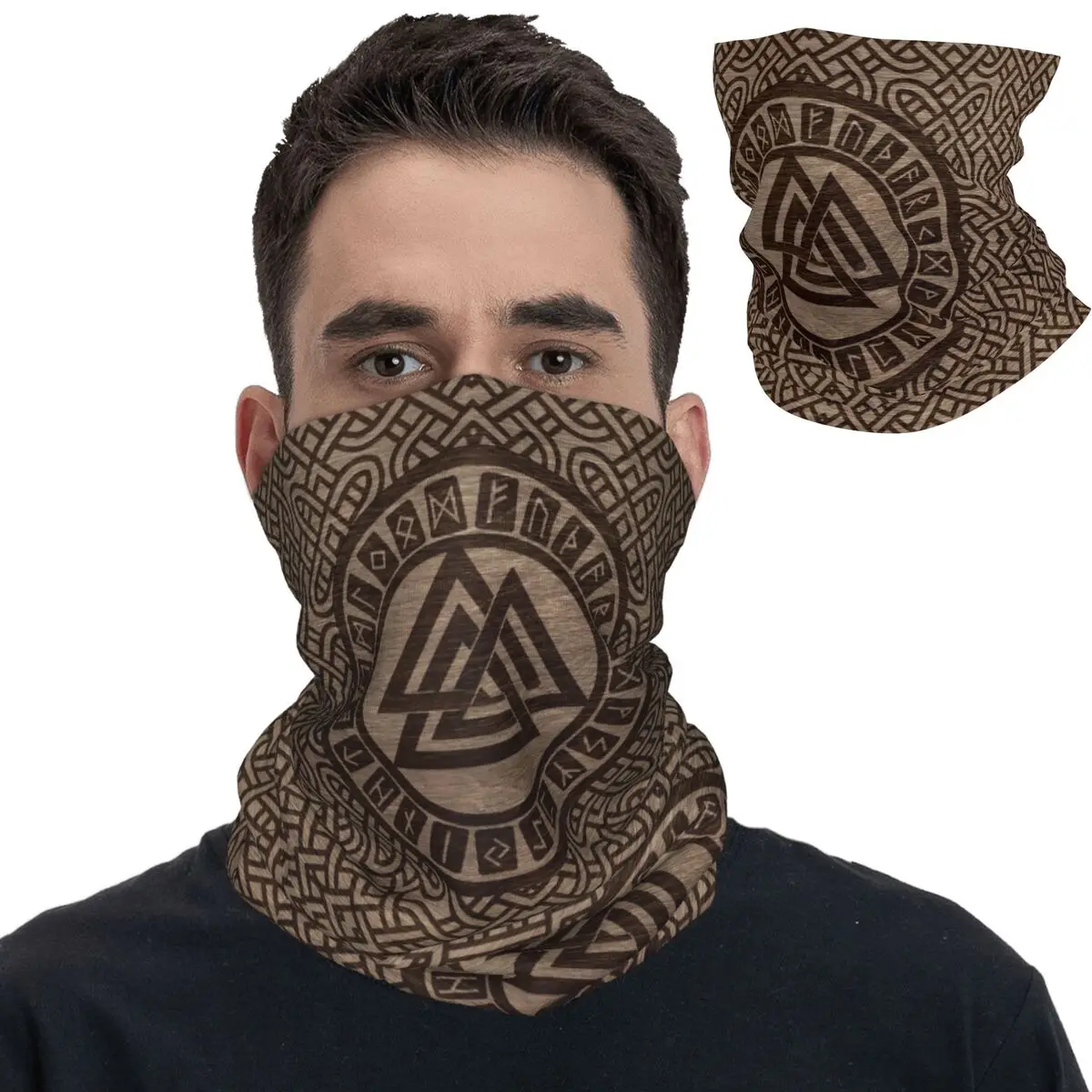 Valknut Symbol Celtic Pattern Bandana Neck Gaiter Norse Mythology Wrap Scarf Multi-use Headwear Outdoor Sports Adult Windproof