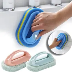 Sponge Cleaning Brush Handle Tiles Brush Kitchen Bathroom Stove Bathtub Sink Cleaning Wash Dish Pot Cleaning Brush Clean Tools