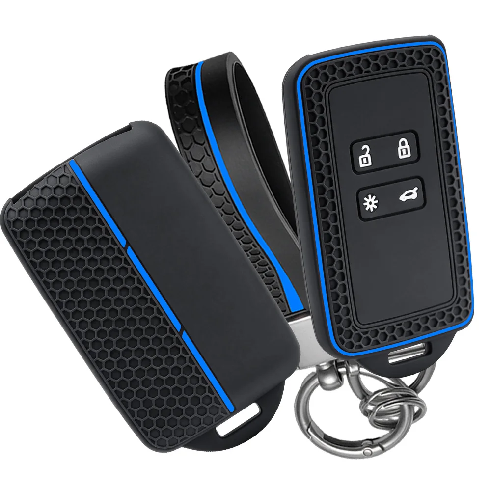 Silicone Key Cover With Keychain For Renault Clio Megane Scenic Kangoo Captur Duster Logan Sandero Symbol Koleos Fluence Premium