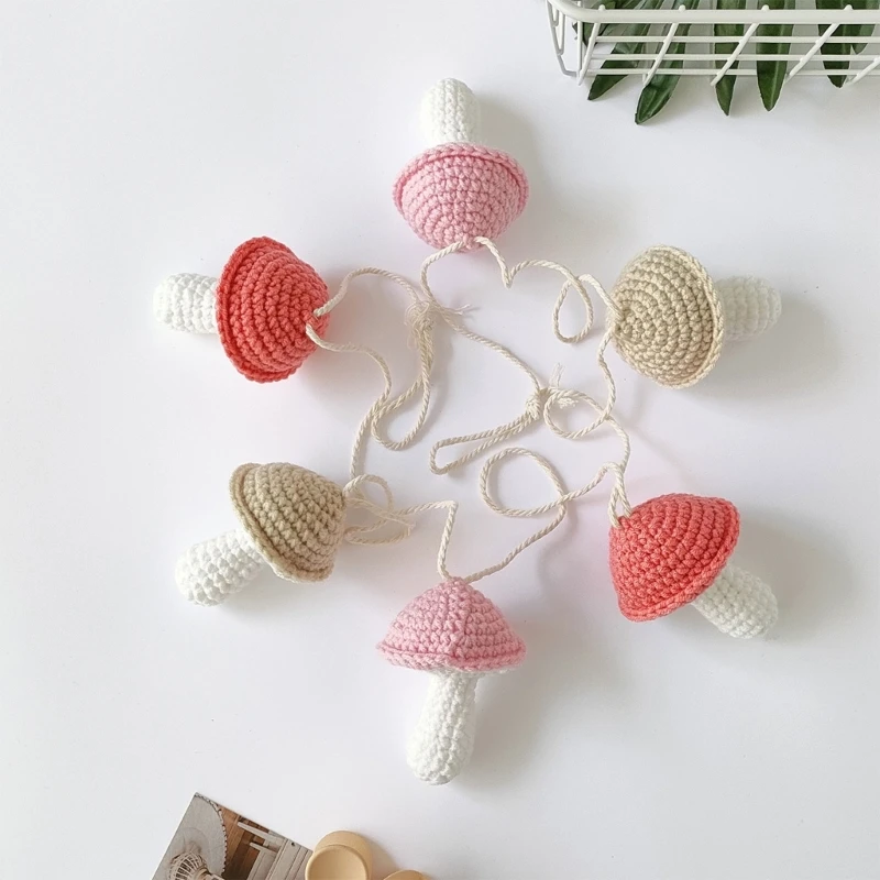 Newborn Photo Posing Props Colorful Knitting Mushroom Banners Baby Photo Backdrop Photoshooting Props Nursery Room Decor