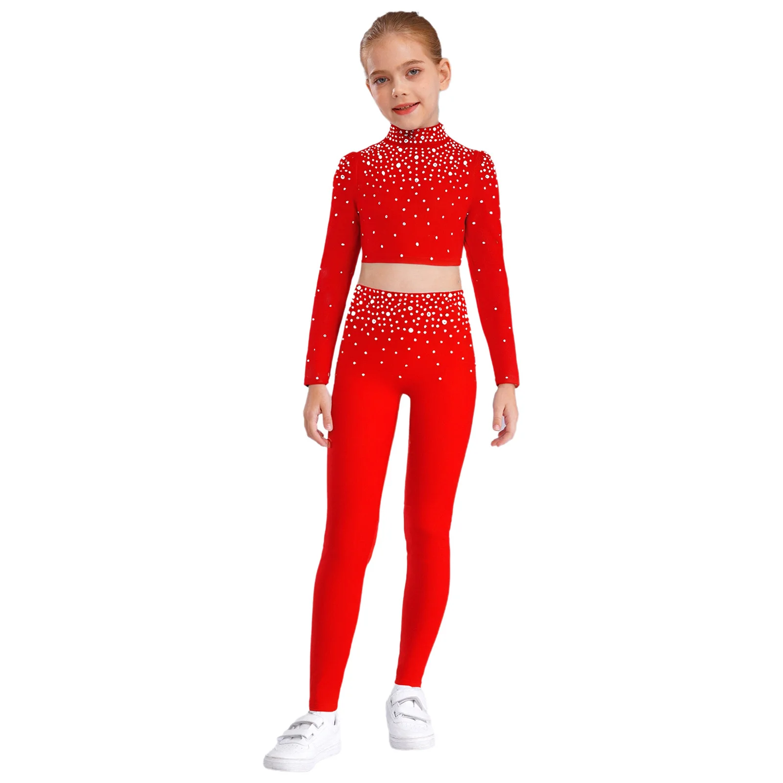 

Kids Girls Gymnastics Figure skating Costume Ballet Dance Outfits Sparkling Rhinestones Hip Hop Jazz Dance Performance Costume