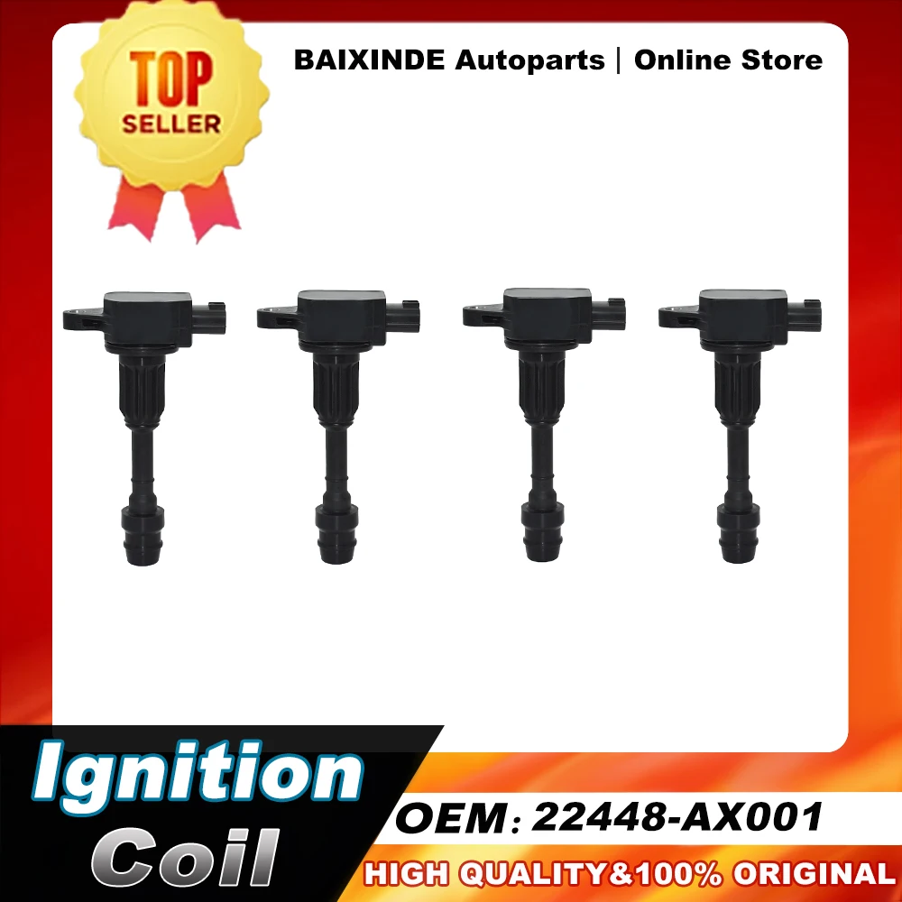 1/4 PCS OEM 22448-AX001 22448AX001 22448-AX000 Ignition Coil For Nissan March Micra K12 Note E11 1.4  Accessories