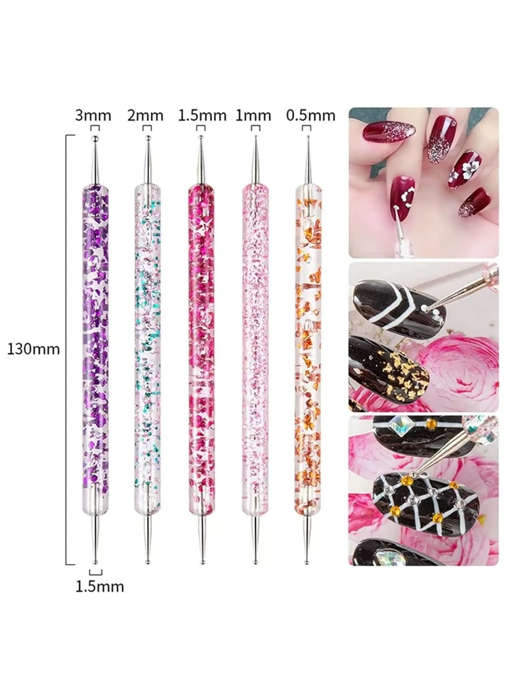 Set de 6/31 pinceles para arte de uñas, punta fina, plano, abanico, delineador, para acrílico, gel y esmalte UV 5